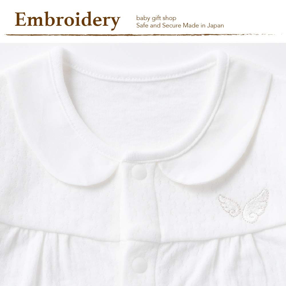 Cream De Coco with Angel Wing Embroidery Crotch Newborn Baby Cotton Made In Japan Double-Face Two-Way All-in-One [Interchangeable Snaps/2-Way] 100%