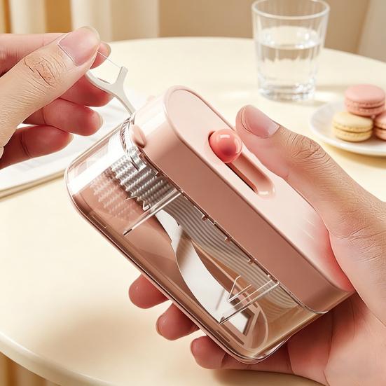 Portable Floss Pick Dispenser with 10 Floss Automatic Pop-Up Dental Flosser Case Reusable Refillable Travel Floss Stick Holder Container Box