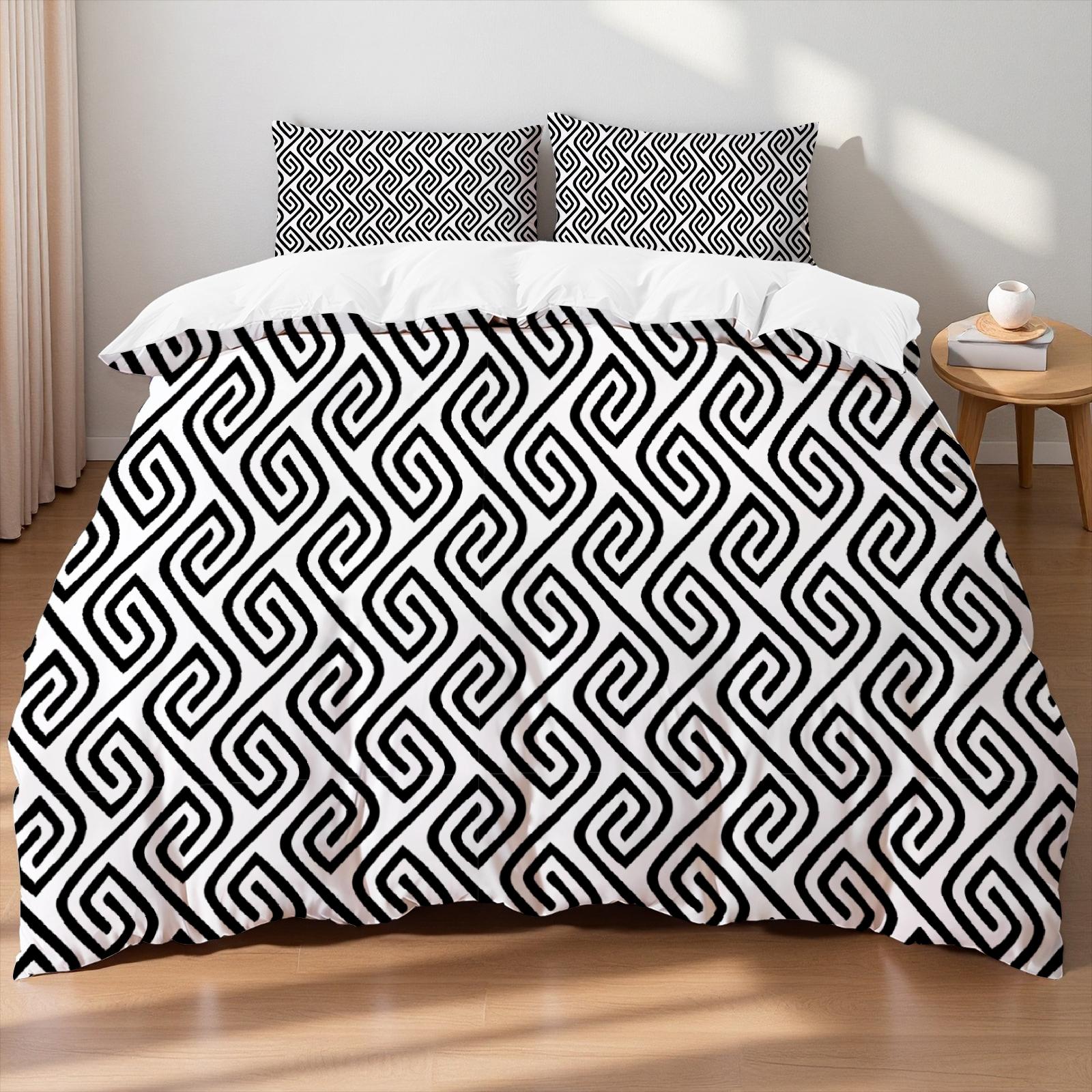 

Minimalist Style Beeding Sets Stripe Geometric Line Art Gifts For Teen Adult 3pcs Polyester Breathable Single Full Quilt Cover AU Queen(210x210cm)