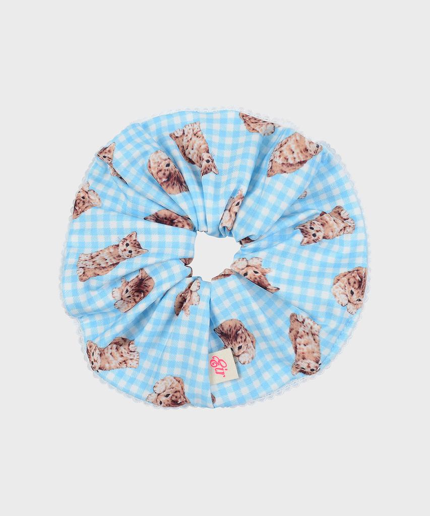Eireve Kitten Check Scrunchie (Blue)