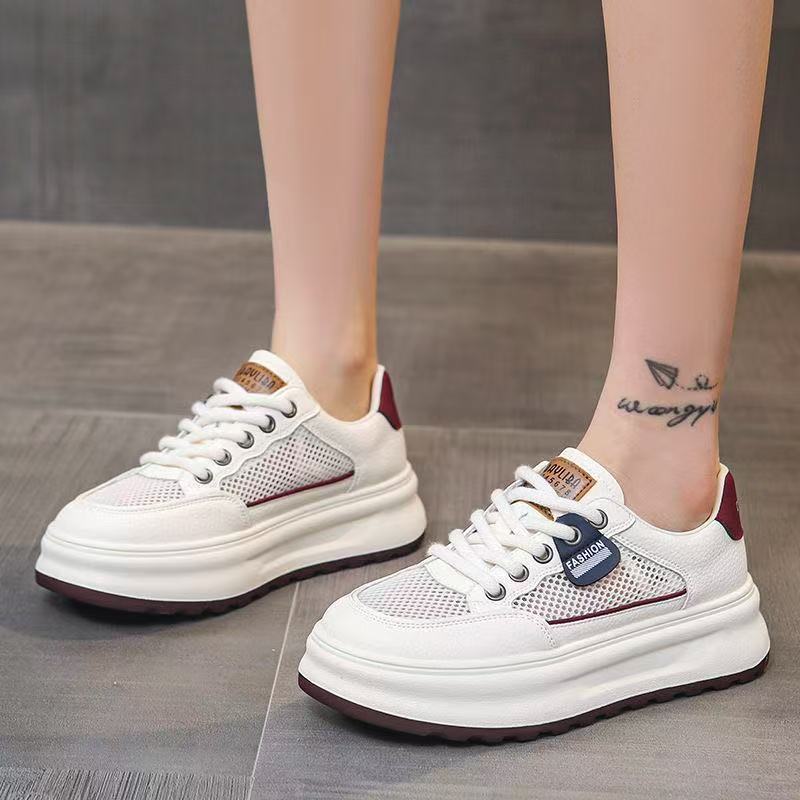 

Popular casual sports shoes women s platform women s versatile muffin summer new heightening mesh white shoes 40 красный