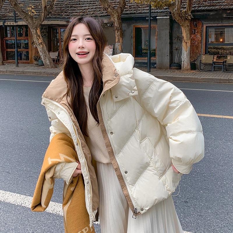 Down Padded Jacket Women's Autumn and Winter Thick Padded Jacket Fake Two-piece Short Padded Jacket