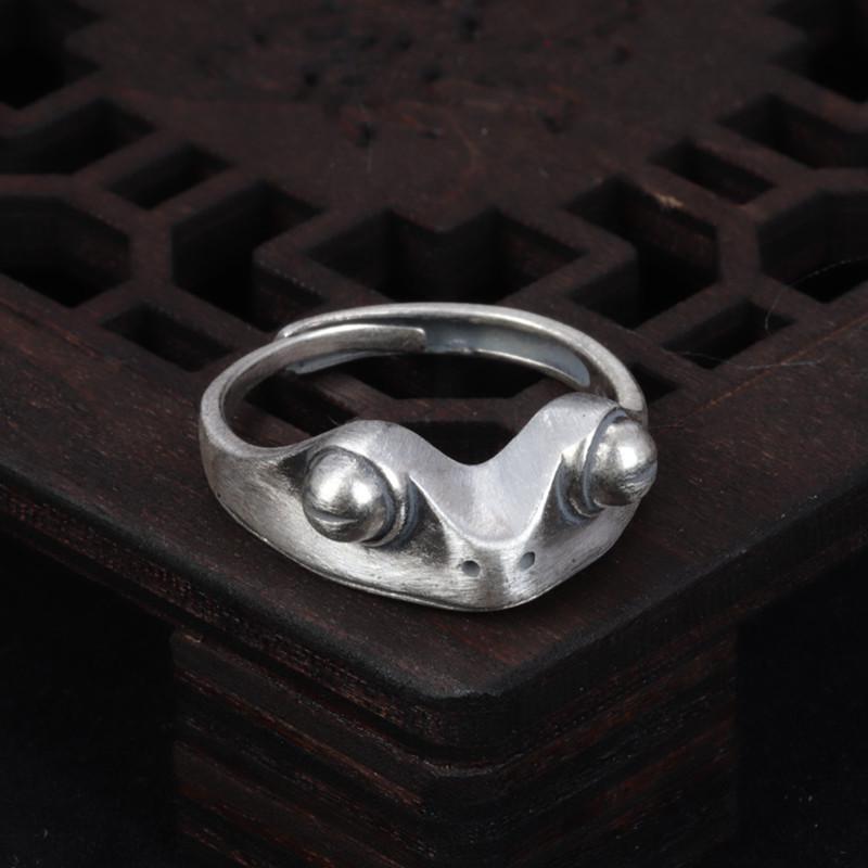 S925 Sterling Silver Matte Frog Ring - Adjustable, Three-Dimensional Design for Women