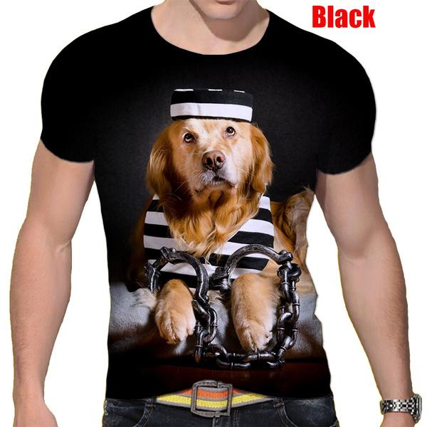 Fashion Short-sleeved Cute Dog 3D Printed T-shirt Golden Retriever Fashion Casual Man T-shirt Shirt