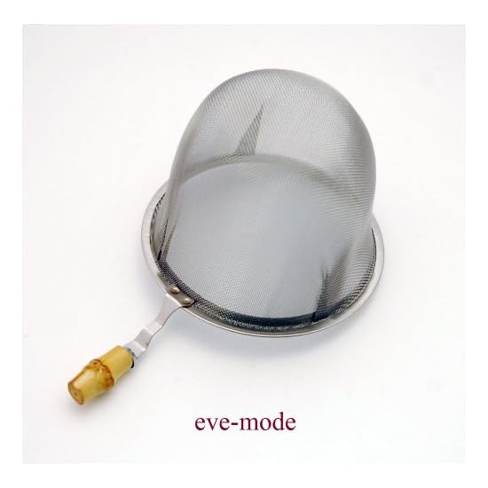 Eve-mode 18-8 Stainless Steel Tea Strainer with Genuine Bamboo Handle, 74-55, Size 74mm, Depth 55mm