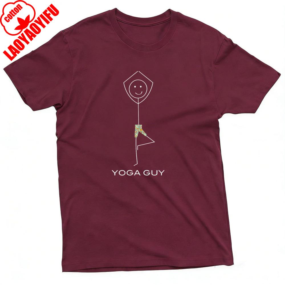 Yoga Guy Stick Figure Design Summer Men TShirt Casual Funny Graphic Tee for Yoga Enthusiasts Gift Graphic Clothes