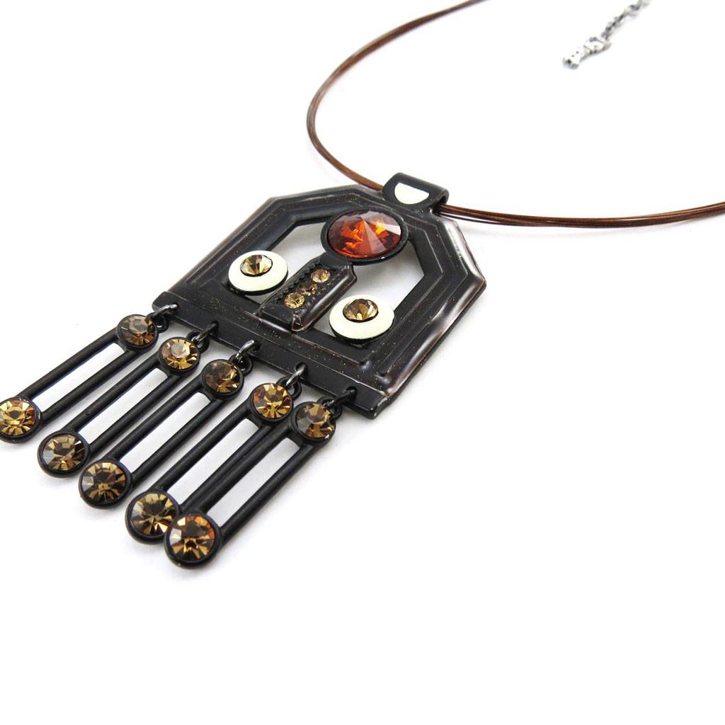 Les Trésors De Lily [J2807] - Designer Necklace 'Anamaya' Black Amber