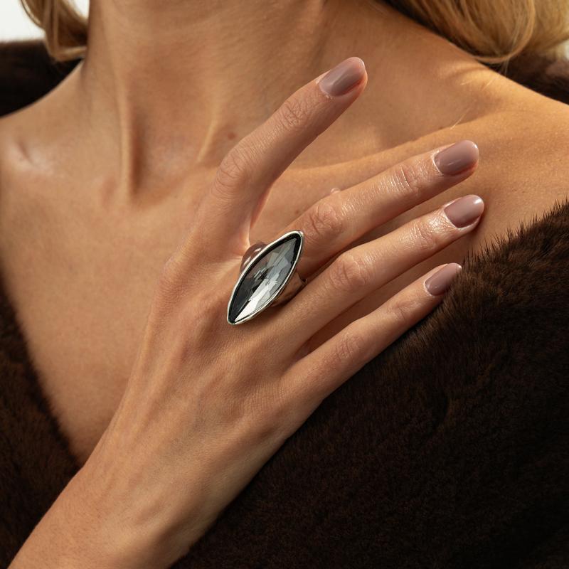 1/6pcs Minimalist Acrylic Rhinestone Open Ring - Geometric Adjustable Knuckle Ring for Women Trendy Party Jewelry Gift Accessory