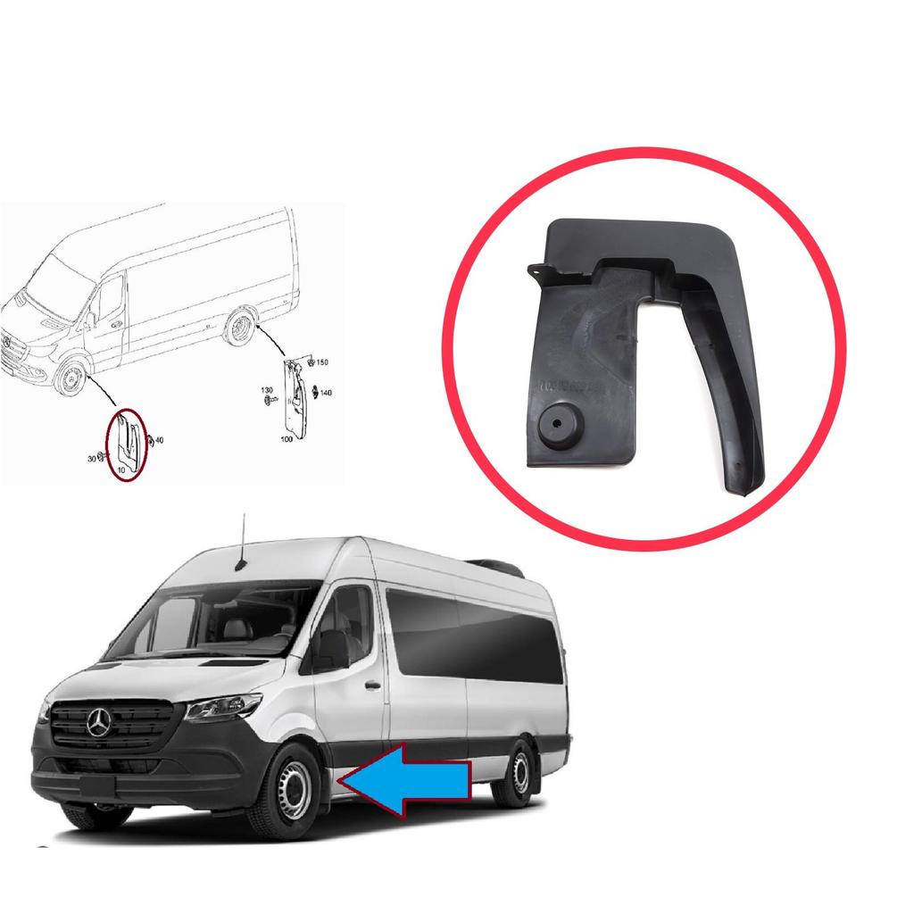 BSP1225-1 Front Left Mud Flap Splash Guard for Mercedes Sprinter 907 910 VW Crafter SY SZ 2017-On 9108890000