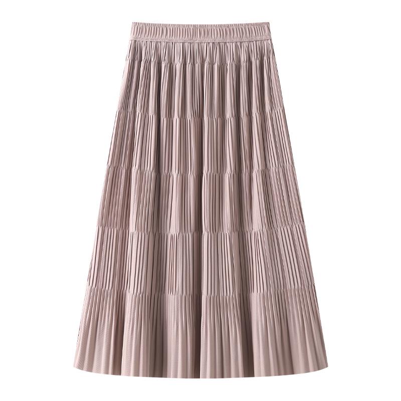 

Beige High-Waisted Pleated A-Line Skirt - Women s 2025 Spring/Autumn Collection L розовый