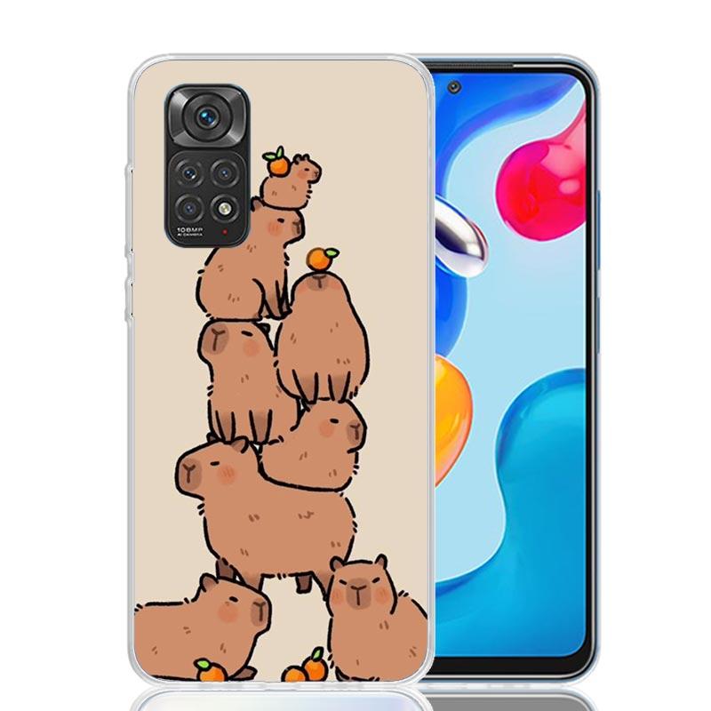 Funny Capybara Cartoon Animal Phone Case For Xiaomi Redmi Note 13 14 15 Pro Plus 12S 12 14S 11S 11E 10 10S 11 11T 5G 4G Cover Co