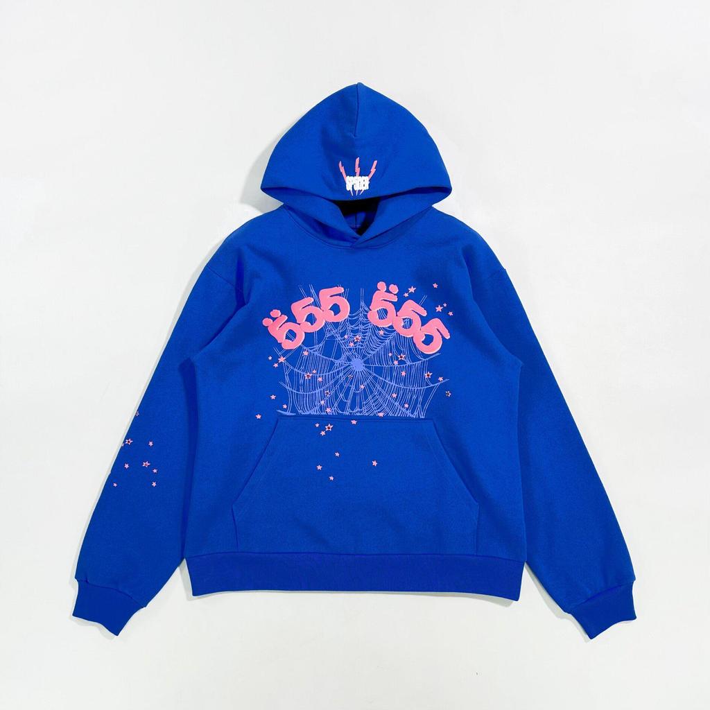 Sudadera con capucha Sp5der Versión Alta Estampado de Telaraña: Ajuste Americano de Moda para Hombre