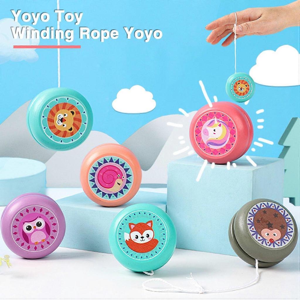 Kids Yoyo Toy with String Colorful Cartoon Trick Yoyo Responsive Ball Reflexing Auto Return Wooden