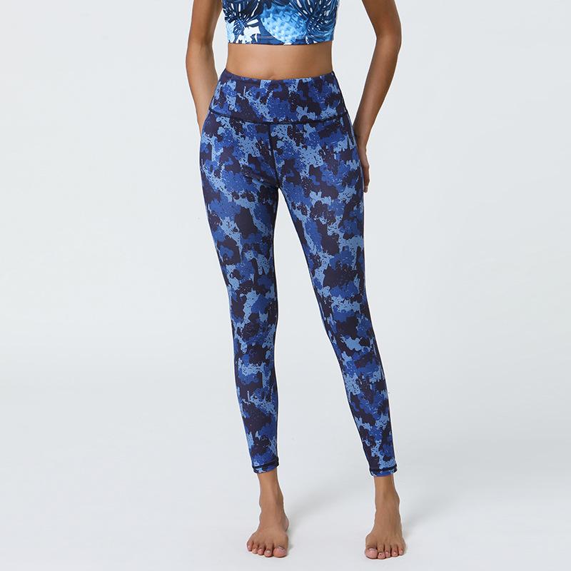 New yoga pants high waist hip lift printed leggings women's summer sports fitness pants thin
