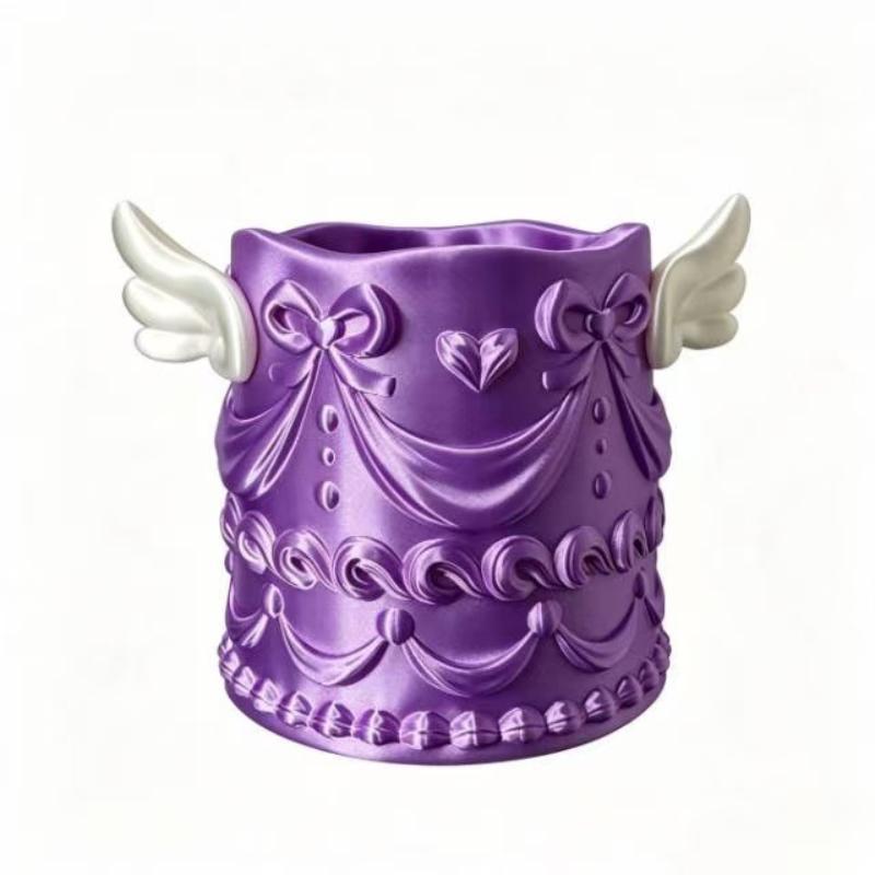 1Pcs Angel Wings Relief Cosmetic Organizer Bucket Premium Waterproof Makeup Brush Holder for Vanity Use