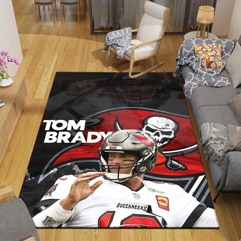 Brady Flannel Printed Carpet, Home Sofa Decoration for Living Room & Bedroom, Non‑Slip Play Flannel Floor Mat for Game Room