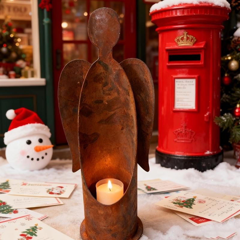 Wind Resistant Angel Candle Holder Outdoor Gardens Metal Decoration Rustproof Romance Lighting Decoration Yard Accessories