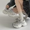 Popular silver retro versatile platform dad shoes women's summer 2025 new heightening soft-soled casual sports shoes