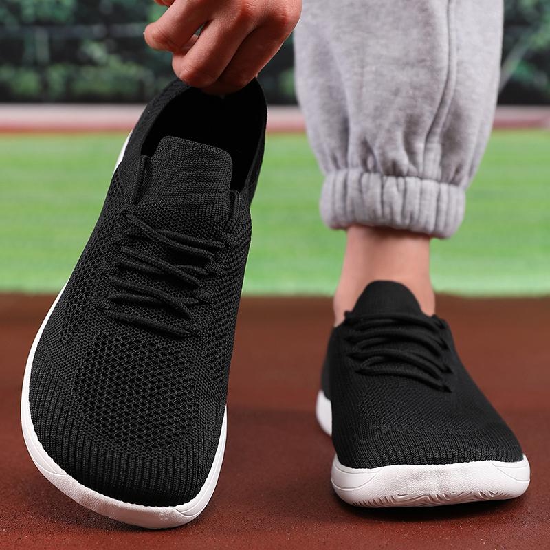 Low Cut Sports Shoes for Men Trendy Mesh Fabric with Lace Up Breathable Flat Shoes 2025 Breathable Outdoor White Jogging Shoes