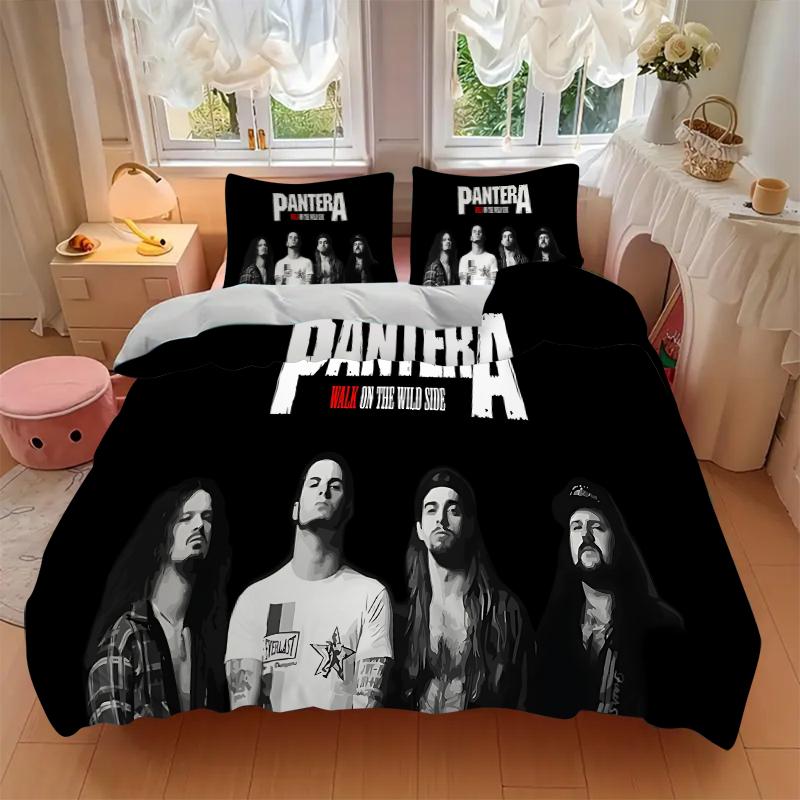 Pantera Band Tour Printed 3pcs Bedding Set Soft Microfiber 1 Duvet Cover And 2 Pillowcases Home Bedroom Decor Xmas Gift Q197