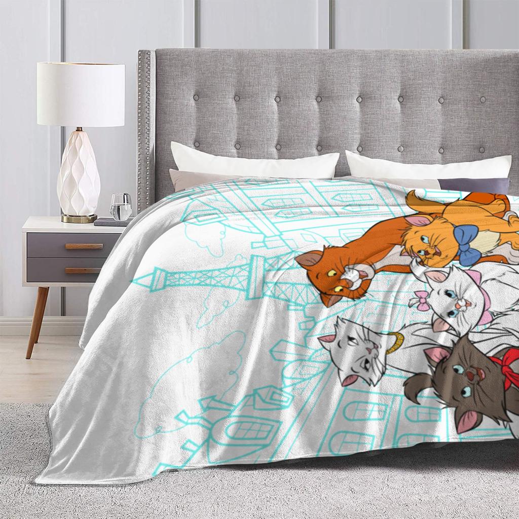 Aristocats Cats Family Cartoon Blanket Fleece Summer Portable Warm Throw Blankets for Bedding Couch Bedspreads