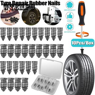 10pcs Tubeless Tyre Repair Rubber Nail Puncture Vacuum Tyre Quick Repair Tool Self Service Tire Repair for Car Trucks Motorcycle Scooter Bike