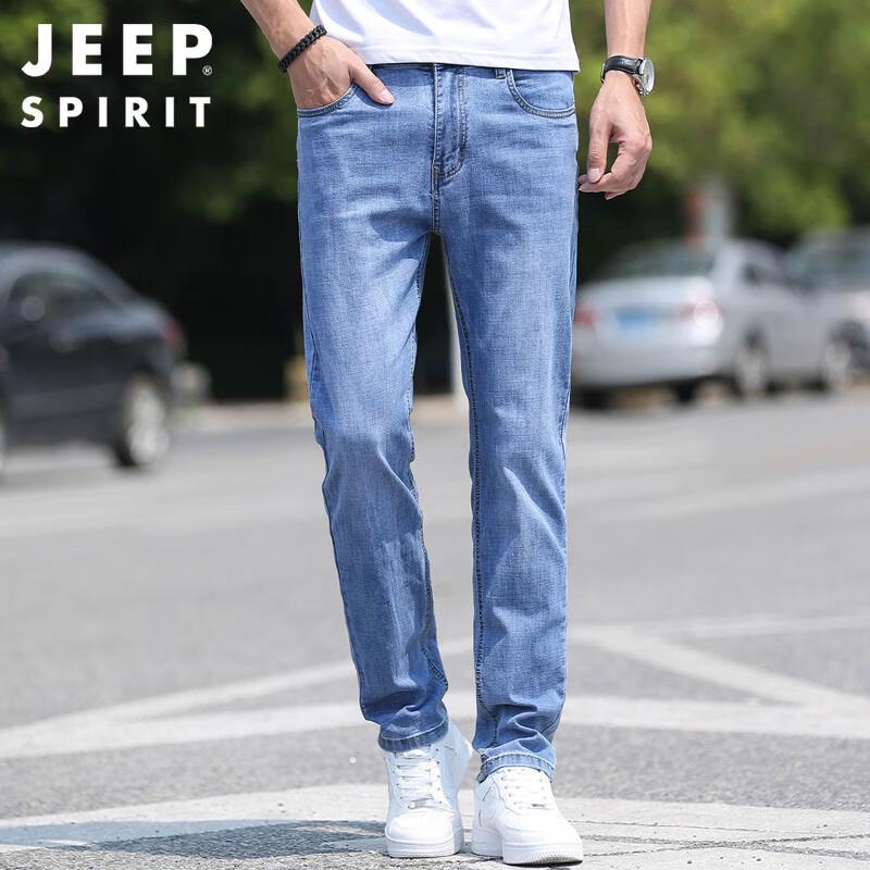JEEP SPIRIT Men's Straight Fit Casual Micro-Elastic Denim Jeans