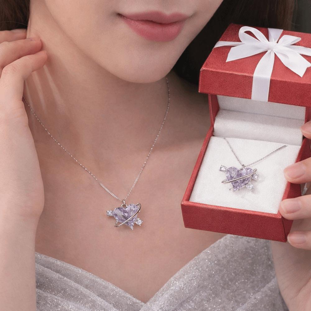 Light Luxury Design Love Sphere Necklace Sweet Elegant Style Zircon Necklace  Party Jewelry