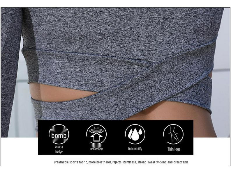 2025 Women's Yoga Sport Quick-Drying Cross Long Sleeve Crop Top