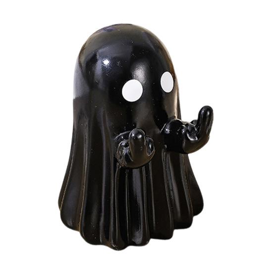 Ghost Phone Holder Cute Small Middle Finger Ghost Figurine Phone Stand Halloween Tabletop Pen Holder for Home Office Desktop Decoration
