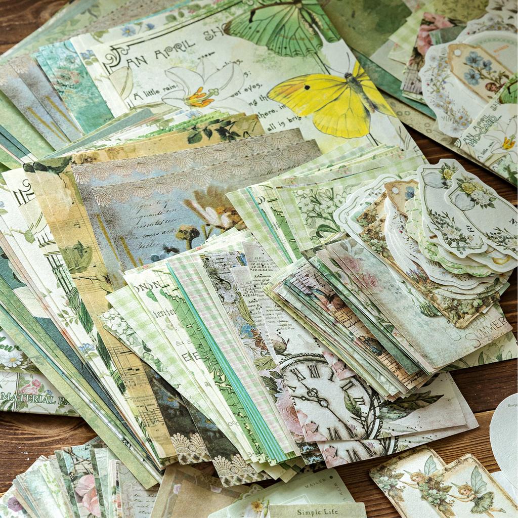 Vintage Decor Scrapbooking Materials Paper Combo Kit DIY Junk Journal Collage Photo Album Retro Background