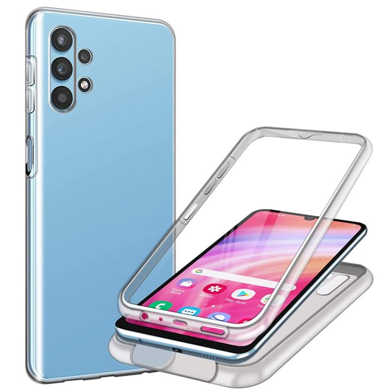 Case For Samsung Galaxy M32 4G 5G 360 Front+Back Transparent Double Phone Case For Samsung M32 M 32 4G 5G Shockproof Bumper Soft Silicone Hard Cover