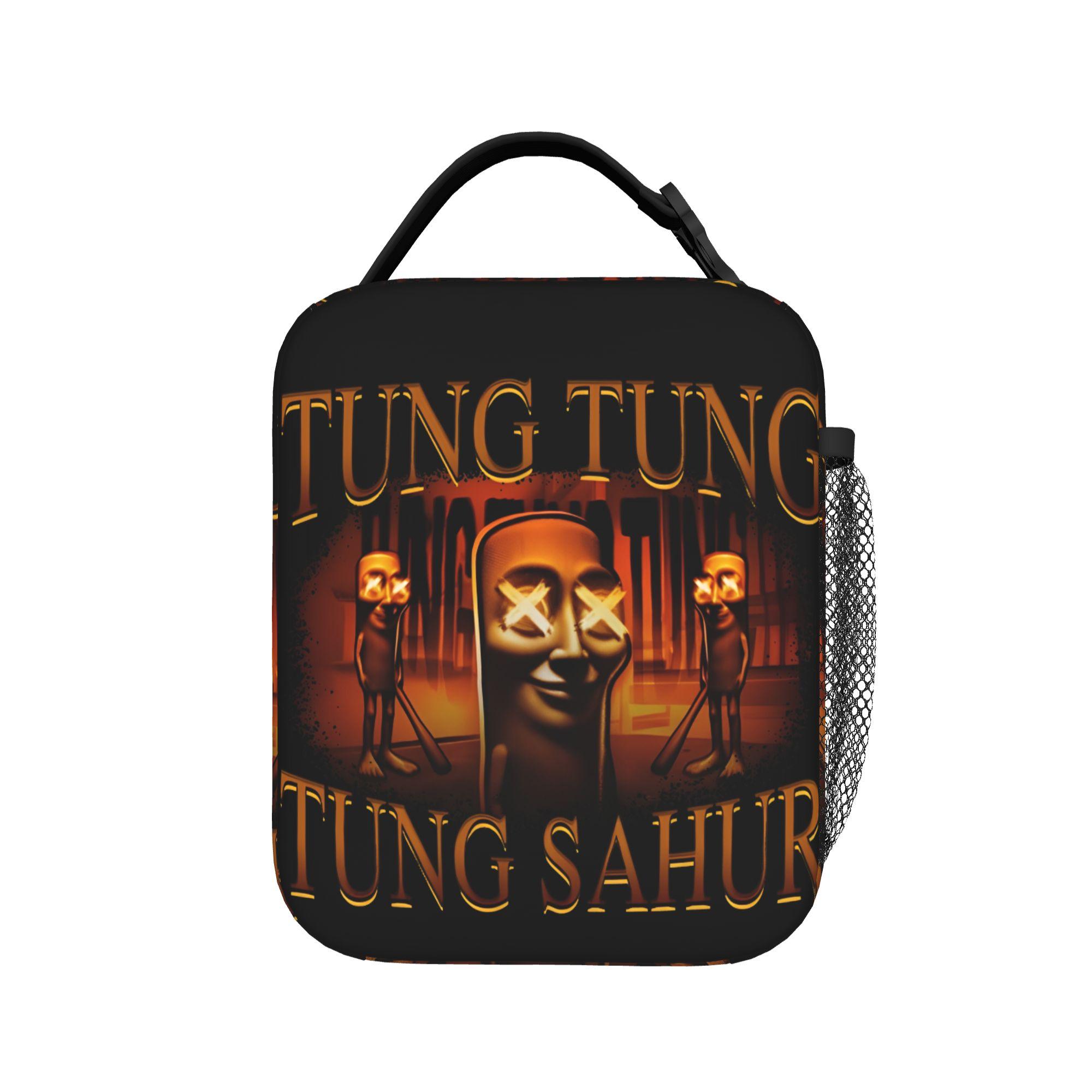 Tung Tung Tung Sahur - Meme Italien Brainrot Sacs Repas Isothermes Portables Contenant Repas Sac Glacière Boîte à Lunch Sac Fourre-tout Sac Alimentaire One Size
