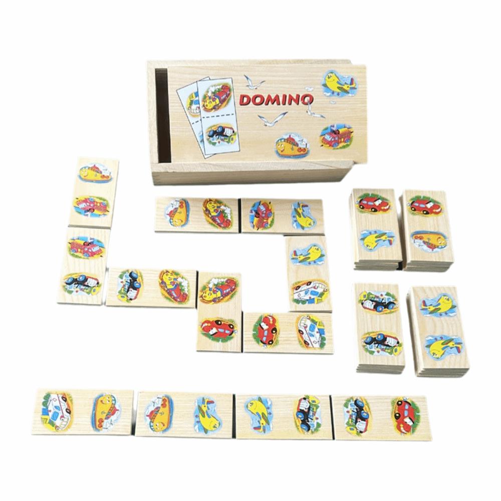 Jouets de dessin animé 15/28 pièces Domino Puzzle Motif Bois Multicolore Planche Jigsaw Cognitif Boîte Jouet d'apprentissage Éducation Petite enfance