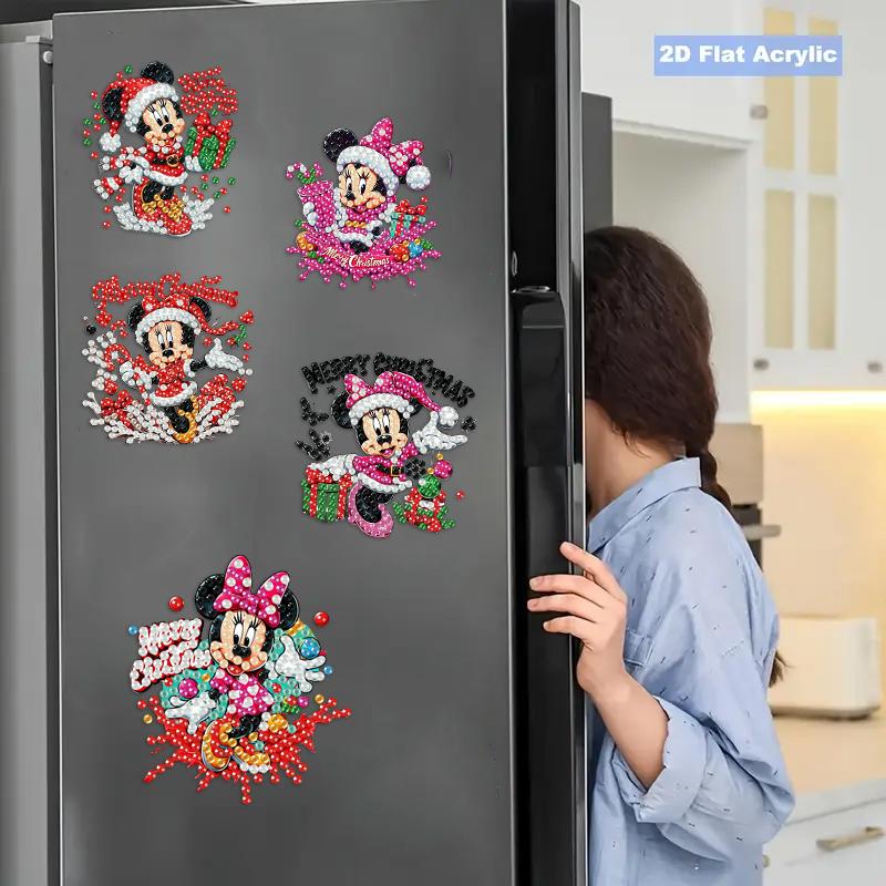 5Pcs Cute Pink Anime Characters Diamond Art Fridge Magnet Diamond Painting Refrigerator Magnet Diamond Painting Fridge Magnet for Adults Beginners