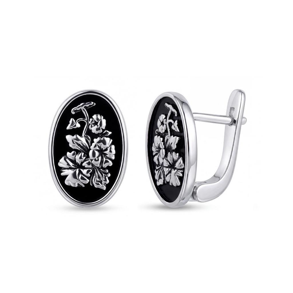 Retro Floral Texture Earrings - Thai Silver Aged Hip Hop Style for Women