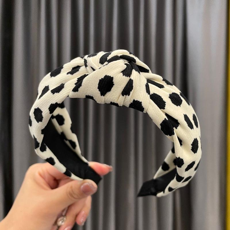 Modisches Damen-Stirnband mit Polka-Dots-Print und zentraler Schleife, Haarband für Damen und Mädchen, Tägliches Haarreif-Accessoire