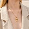 Stainless Steel White Zircon Girls Pendant for Women Gold Plated Link Chain Necklaces Chic Jewelry Gift