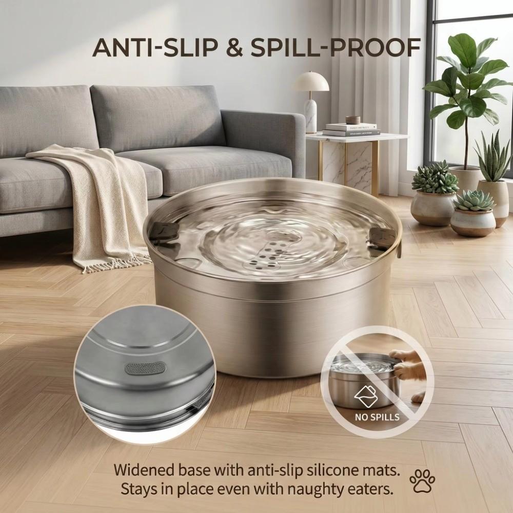 Stainless Steel Cat Water Bowl 1.2/3.2 L Pet Water Feeder Durable Dog Water Dispenser Home Use