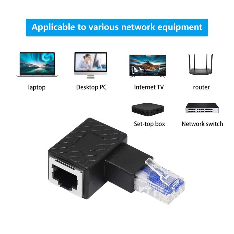 Rj45 Fast Ethernet Male To Female Right Elbow Adapter Cat5/6 Ethernet Lan Extension Adapter For Hub