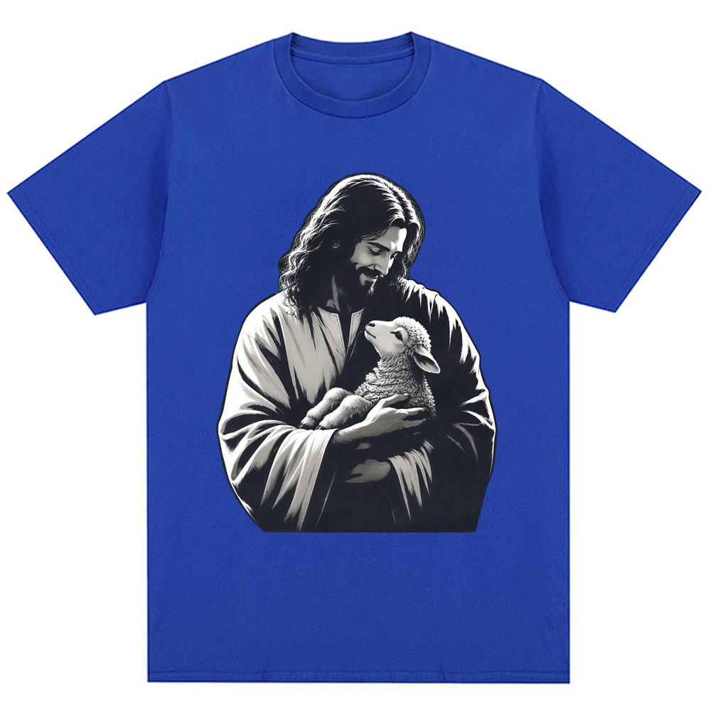 Jesus Love You I Am Found Christian Tshirt Unisex Unisex Bible Verse Jesus Holding Lamb T Shirt Oversized Cotton Casual T Shirts