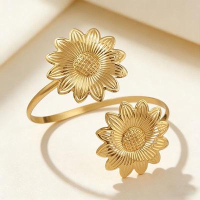 Adjustable Sunflower Metal Arm Bracelet - High-End Punk Style