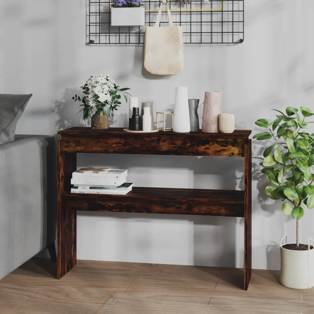 Console Table Smoked Oak 102x30x80 cm Wood Based Panel