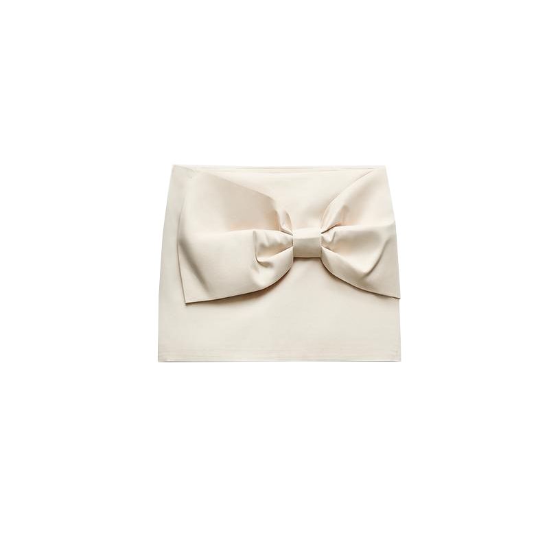 

Spring New Female Birthday Party Bowknot Decoration Silk Satin Texture Mini Skirt Skirt 1255503 raw white L