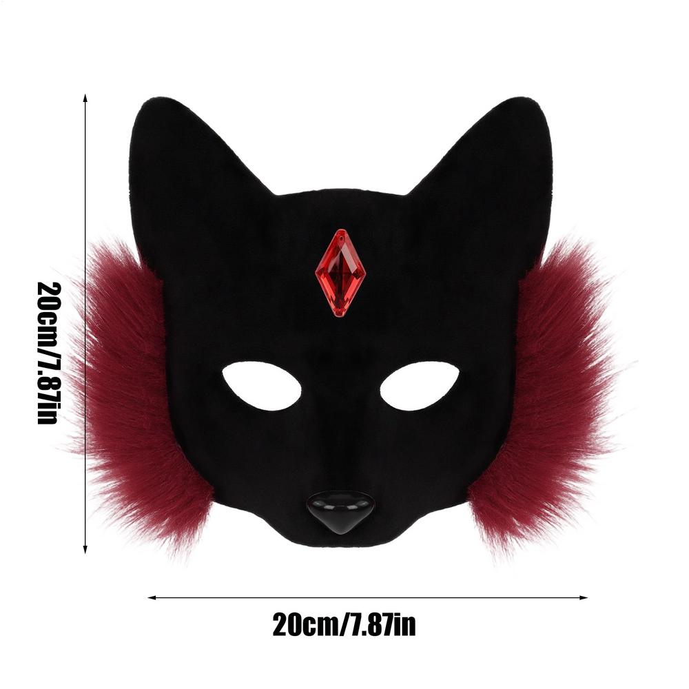 Face Cover Costume Cat Breathable Halloween Headwear Faux Face Cover With Gems For Adults Kids Christmas Holiday Masquerade