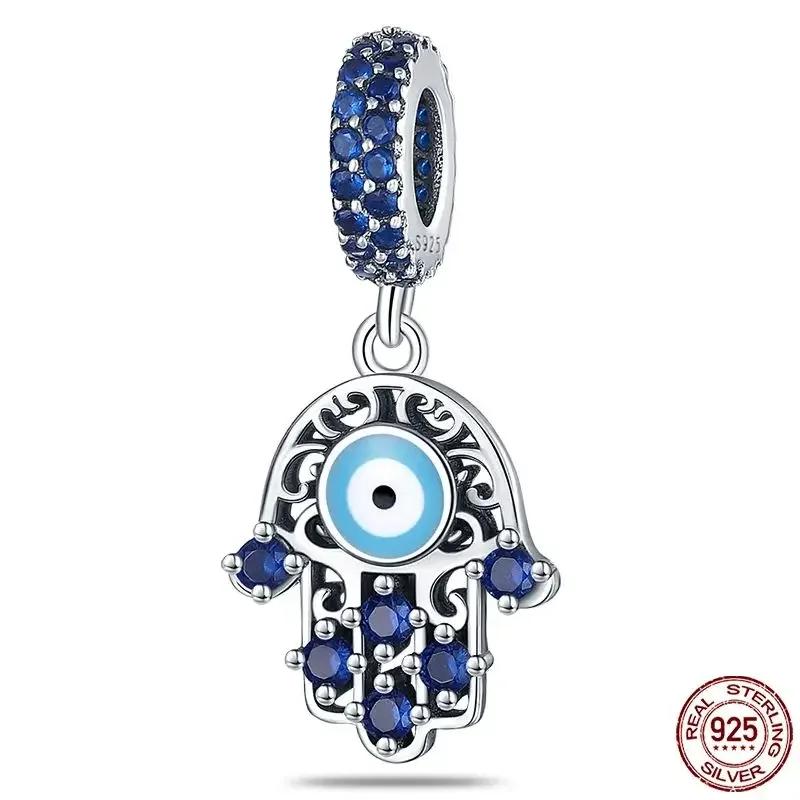 Charms Plata Real Copper Colors Star Lucky Blue Devil Eyes Pendant Charm Fits Original Bracelet Handmade DIY Fine Jewelry Gift For Women