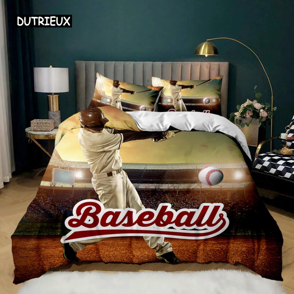 Baseball Bettbezug Set Sportthema Jungen Kinder Bettwäsche Set 3D Baseball Bettzeug Doppel Queen King Size Polyester Steppdecke