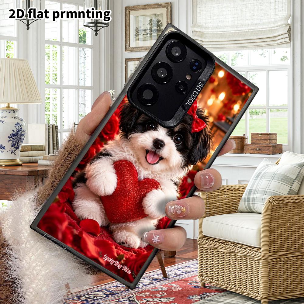 Phone Case: 2D Flat Samsung Galaxy A34 A35 M05 M06 S20 S22 S21 FE Plus 5G Protective Case, Couple Style, Black and White Puppy, Christmas and Hallowee