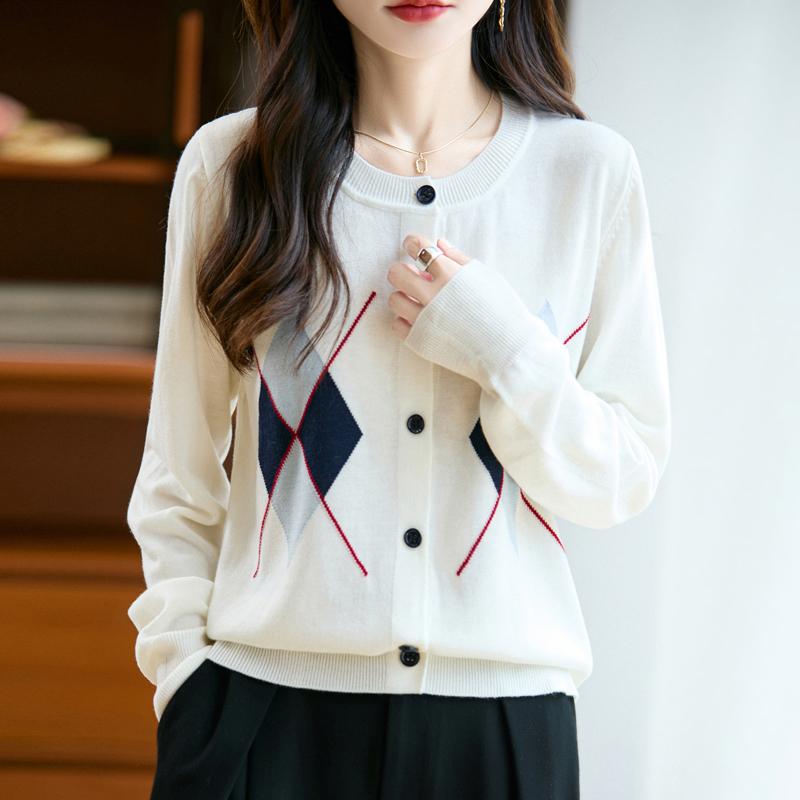 QingHe Cashmere Women's 30% Cashmere Cardigan - Soft & Warm Wool Blend Sweater