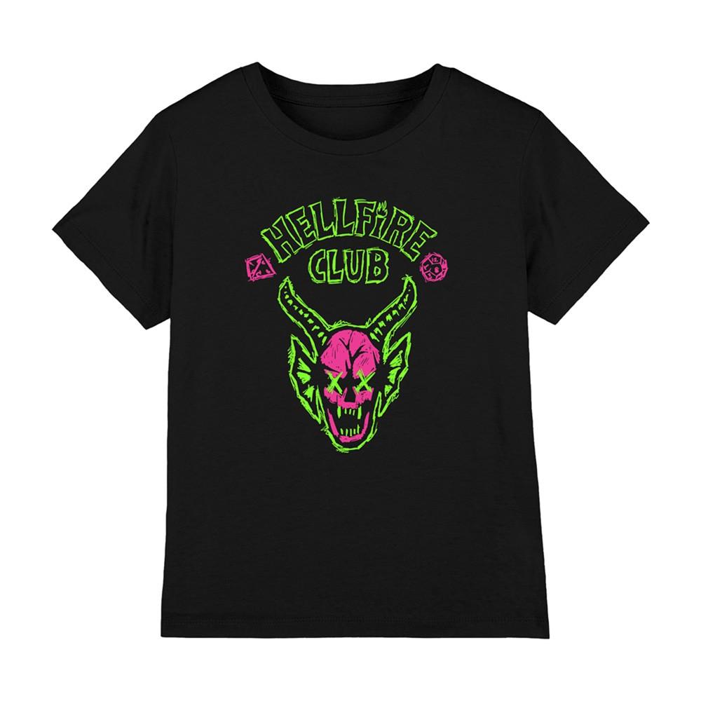 Stranger Things Hellfire Neon Sketch Logo Kids T-Shirt 7-13 Years Black XXXL